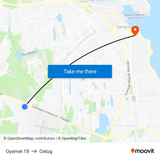 Oyamel 18 to Cetug map