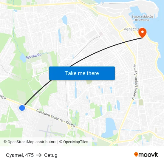 Oyamel, 475 to Cetug map