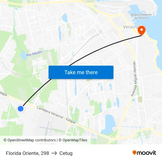 Florida Oriente, 298 to Cetug map