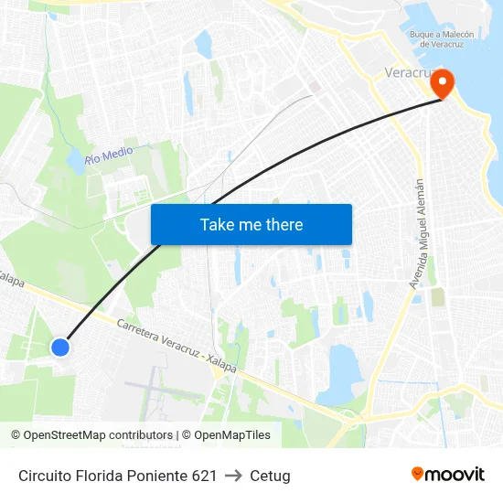 Circuito Florida Poniente 621 to Cetug map