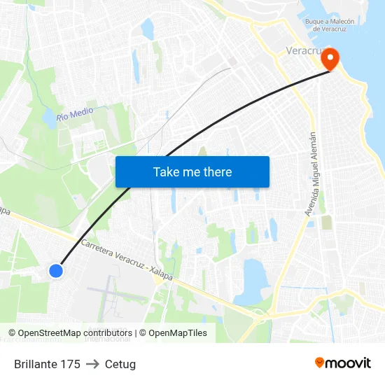 Brillante 175 to Cetug map