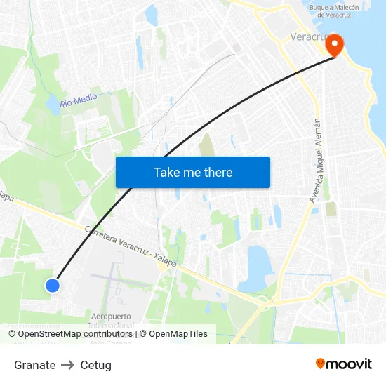 Granate to Cetug map