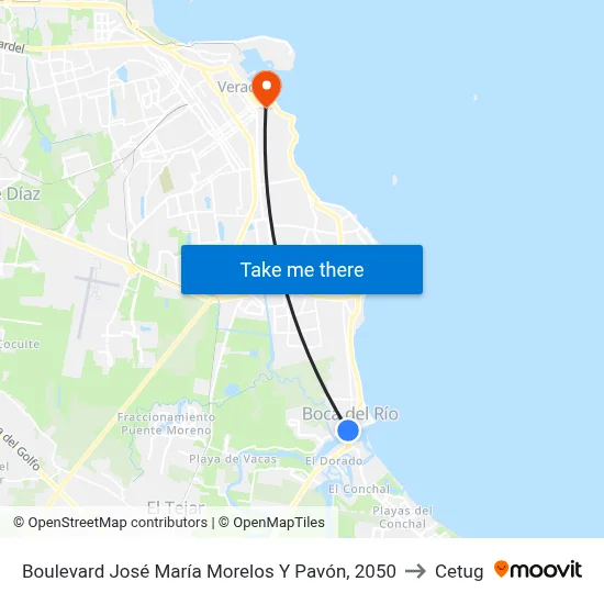 Boulevard José María Morelos Y Pavón, 2050 to Cetug map