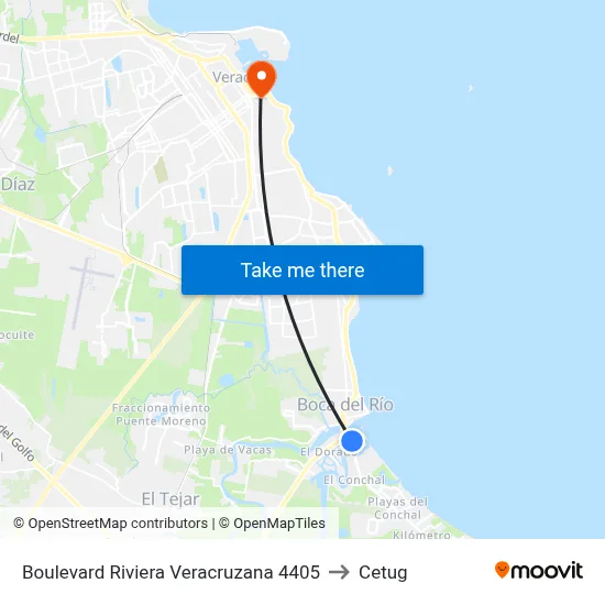 Boulevard Riviera Veracruzana 4405 to Cetug map