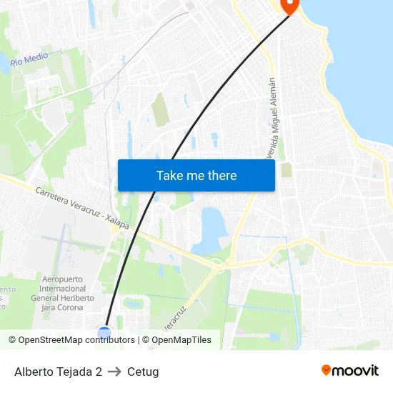 Alberto Tejada 2 to Cetug map