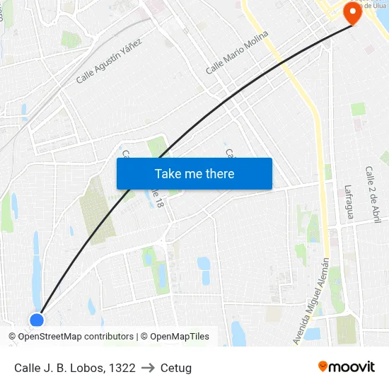 Calle J. B. Lobos, 1322 to Cetug map