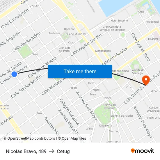 Nicolás Bravo, 489 to Cetug map