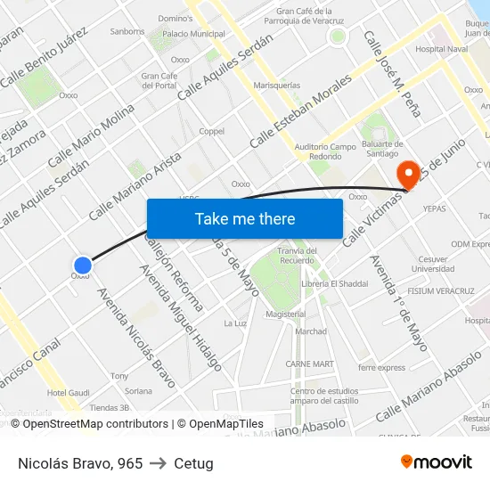 Nicolás Bravo, 965 to Cetug map
