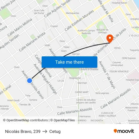 Nicolás Bravo, 239 to Cetug map