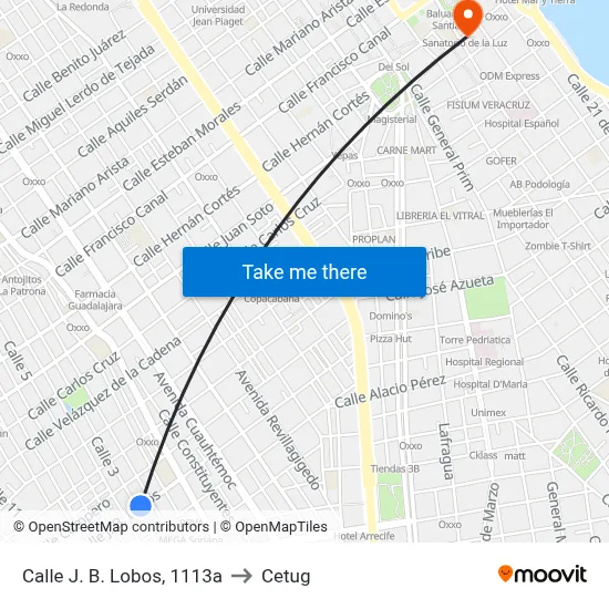 Calle J. B. Lobos, 1113a to Cetug map