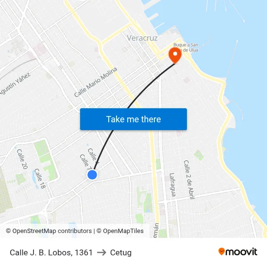 Calle J. B. Lobos, 1361 to Cetug map