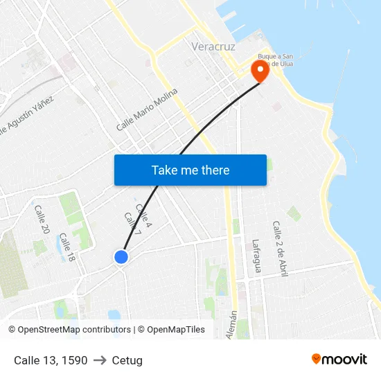 Calle 13, 1590 to Cetug map