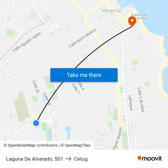 Laguna De Alvarado, 501 to Cetug map