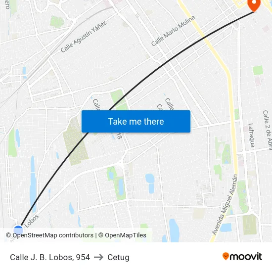 Calle J. B. Lobos, 954 to Cetug map