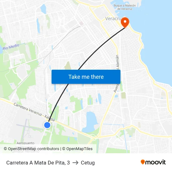 Carretera A Mata De Pita, 3 to Cetug map