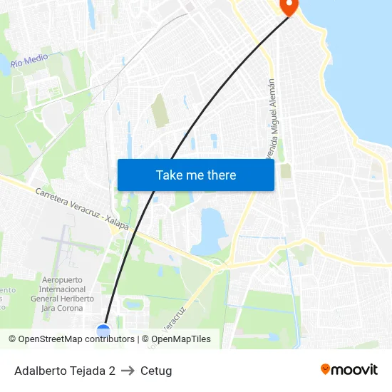 Adalberto Tejada 2 to Cetug map