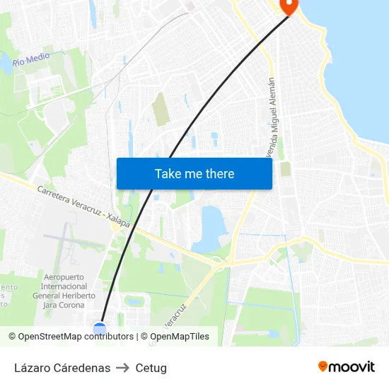Lázaro Cáredenas to Cetug map