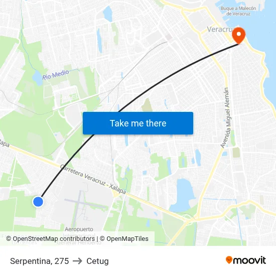 Serpentina, 275 to Cetug map