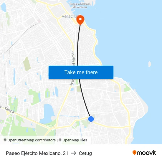 Paseo Ejército Mexicano, 21 to Cetug map
