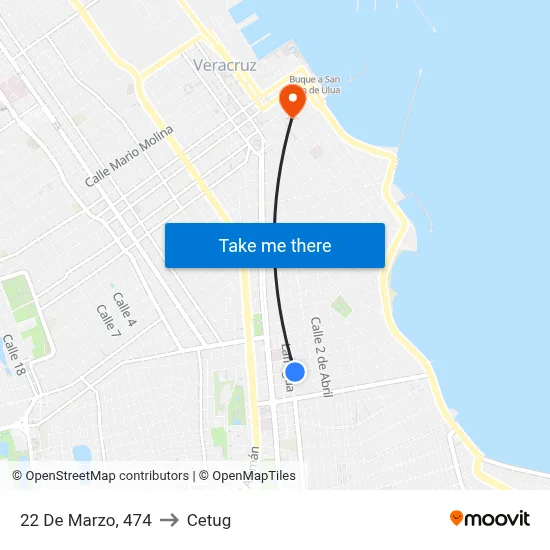 22 De Marzo, 474 to Cetug map