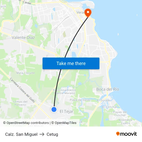 Calz. San Miguel to Cetug map