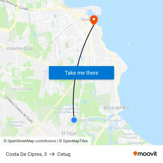 Costa De Cipres, 3 to Cetug map