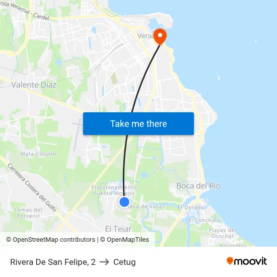 Rivera De San Felipe, 2 to Cetug map