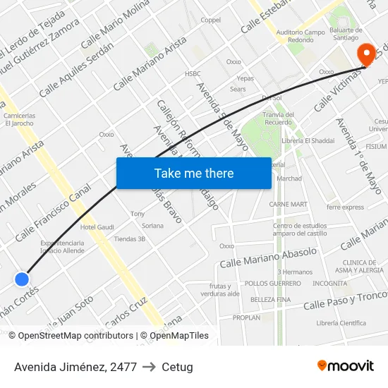 Avenida Jiménez, 2477 to Cetug map