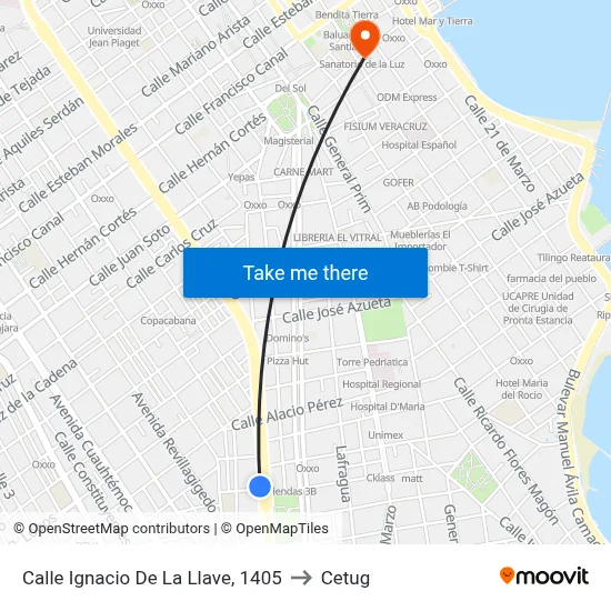 Calle Ignacio De La Llave, 1405 to Cetug map