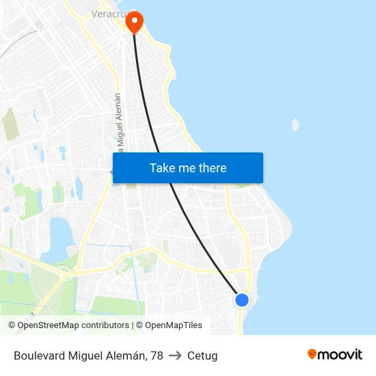 Boulevard Miguel Alemán, 78 to Cetug map