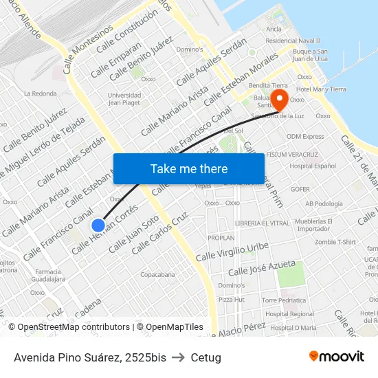 Avenida Pino Suárez, 2525bis to Cetug map