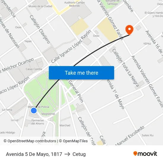 Avenida 5 De Mayo, 1817 to Cetug map
