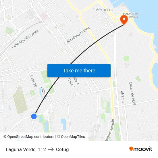 Laguna Verde, 112 to Cetug map