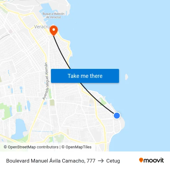 Boulevard Manuel Ávila Camacho, 777 to Cetug map