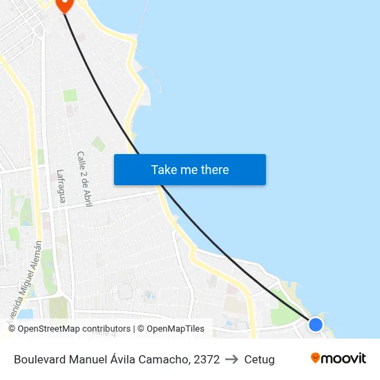 Boulevard Manuel Ávila Camacho, 2372 to Cetug map