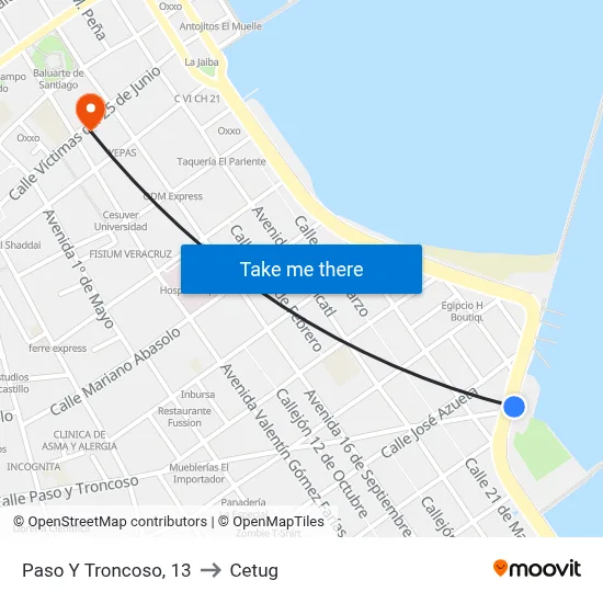 Paso Y Troncoso, 13 to Cetug map