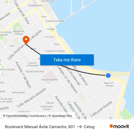 Boulevard Manuel Ávila Camacho, 801 to Cetug map