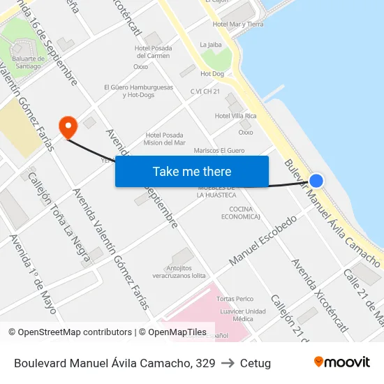 Boulevard Manuel Ávila Camacho, 329 to Cetug map