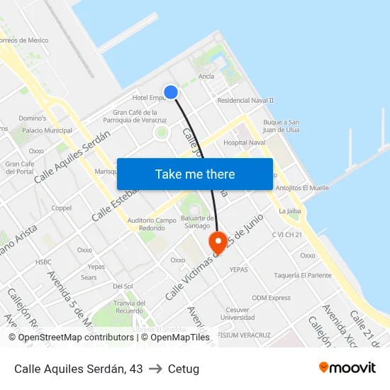 Calle Aquiles Serdán, 43 to Cetug map