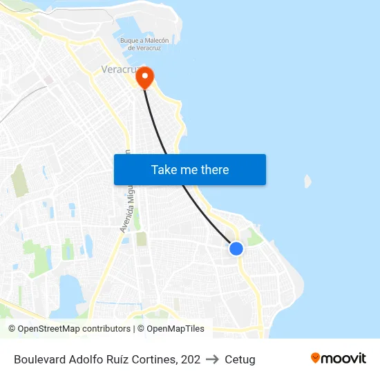 Boulevard Adolfo Ruíz Cortines, 202 to Cetug map