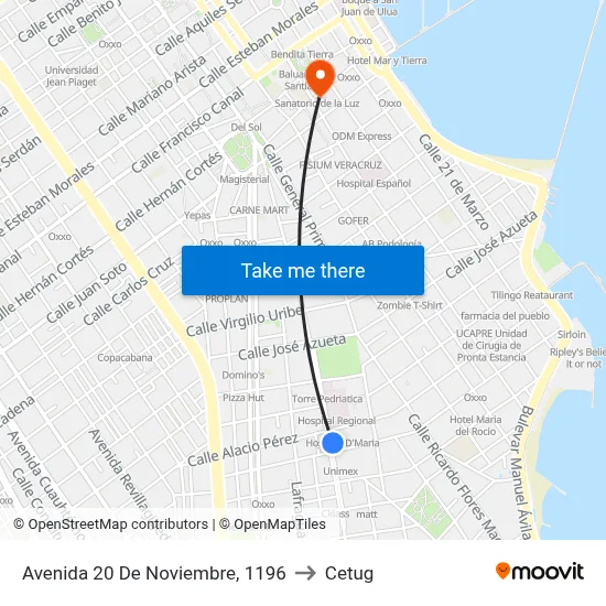 Avenida 20 De Noviembre, 1196 to Cetug map