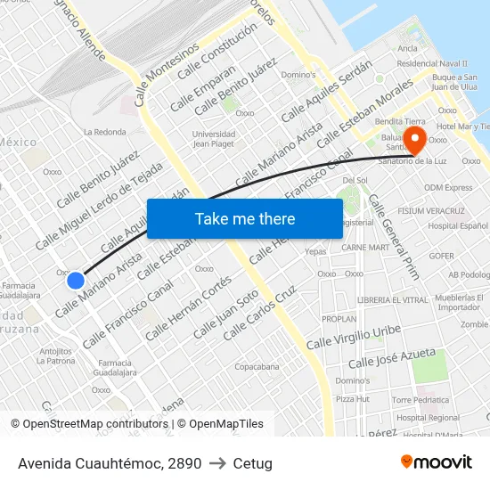Avenida Cuauhtémoc, 2890 to Cetug map