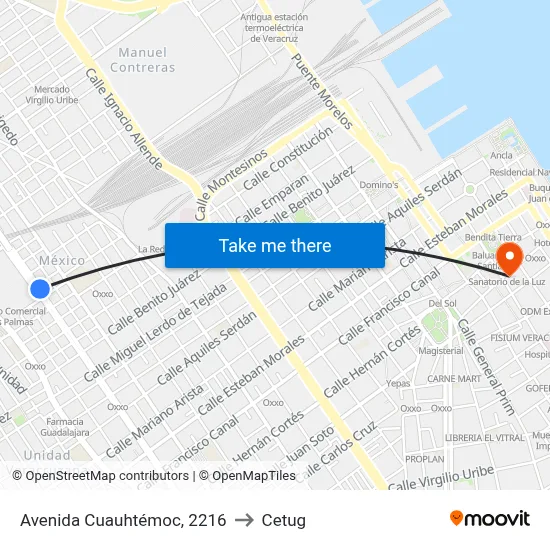 Avenida Cuauhtémoc, 2216 to Cetug map