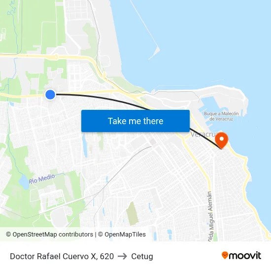 Doctor Rafael Cuervo X, 620 to Cetug map