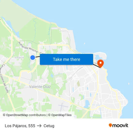 Los Pájaros, 555 to Cetug map