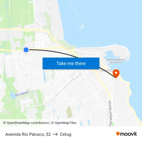 Avenida Río Pánuco, 52 to Cetug map