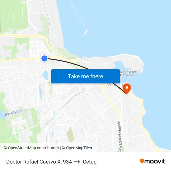 Doctor Rafael Cuervo X, 934 to Cetug map
