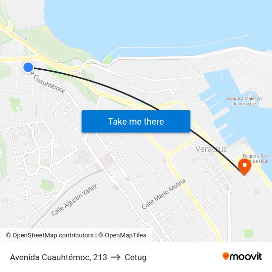 Avenida Cuauhtémoc, 213 to Cetug map