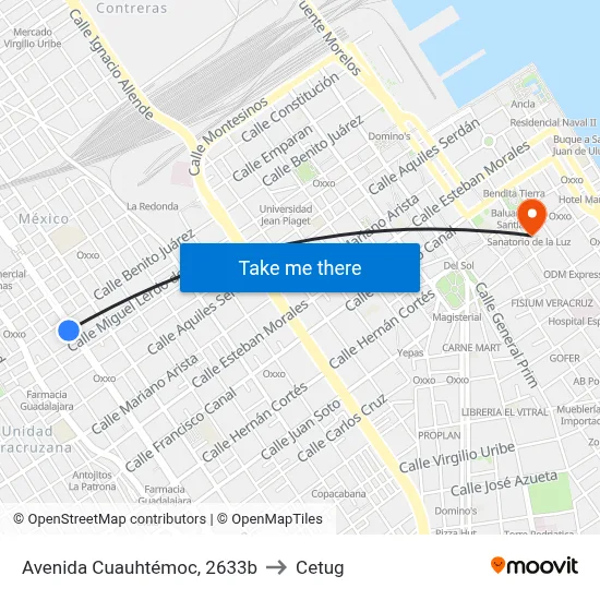 Avenida Cuauhtémoc, 2633b to Cetug map