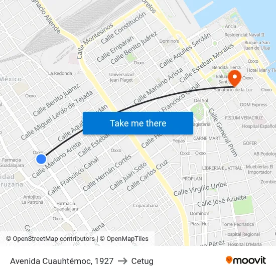 Avenida Cuauhtémoc, 1927 to Cetug map
